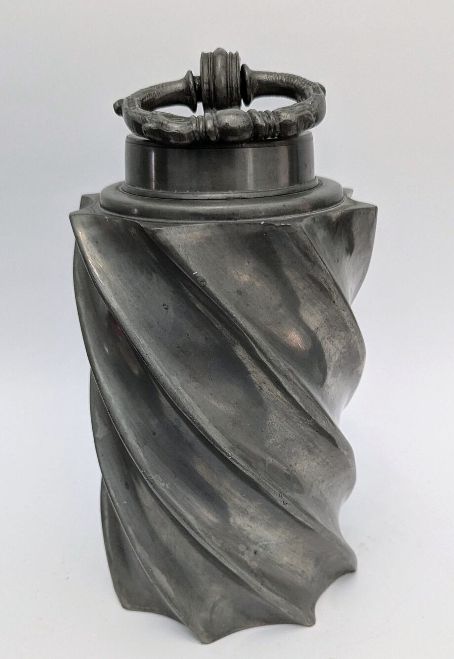 Gustavian Alpine Scandinavian pewter wine Can Decanter Screw Shape Rare Antique